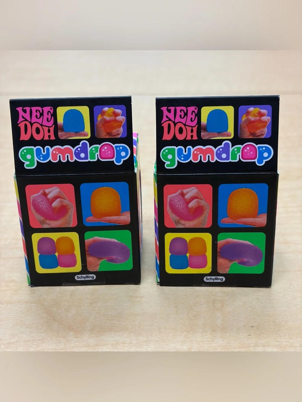Lot of 2: Needoh Gumdrop Super Solid Squish Purple/Pink Squishy Fidget Toy New